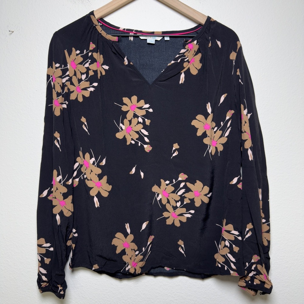 Boden Women Mara Blouse Top 6 Black Floral Long Sleeve Casual Cottage Romantic